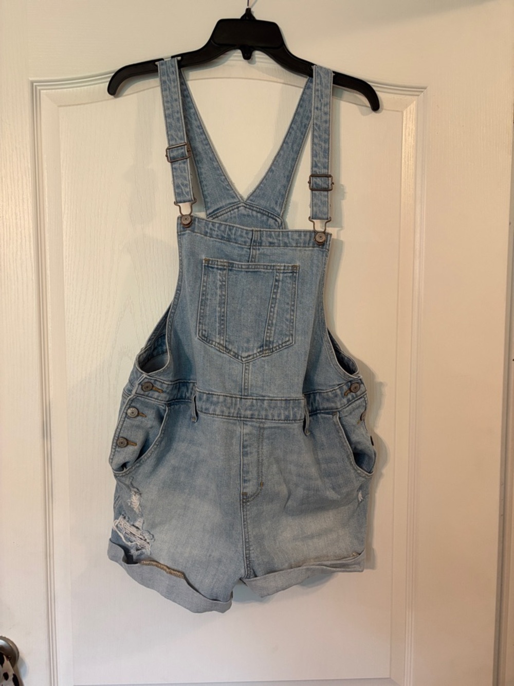 Old Navy Light Blue Denim Overalls with Gold Stitching